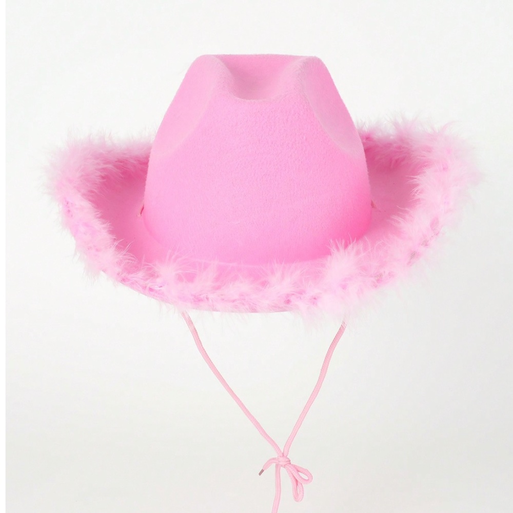 pink halloween cowgirl hat reformation vintage feather